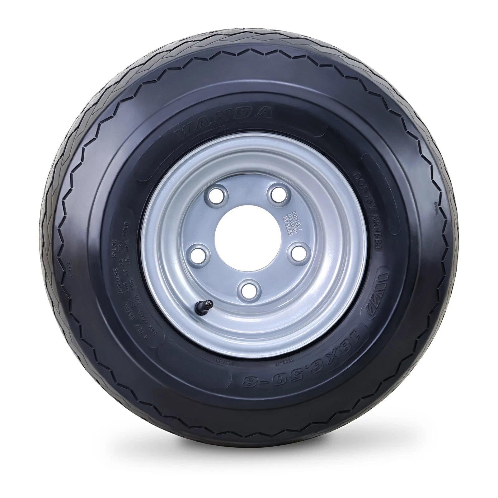 Set of 2 Golf Cart Tire Wheel Assembly 18X8.5-8 4-Ply 5 Lugs Silver Rim for Golf Cart