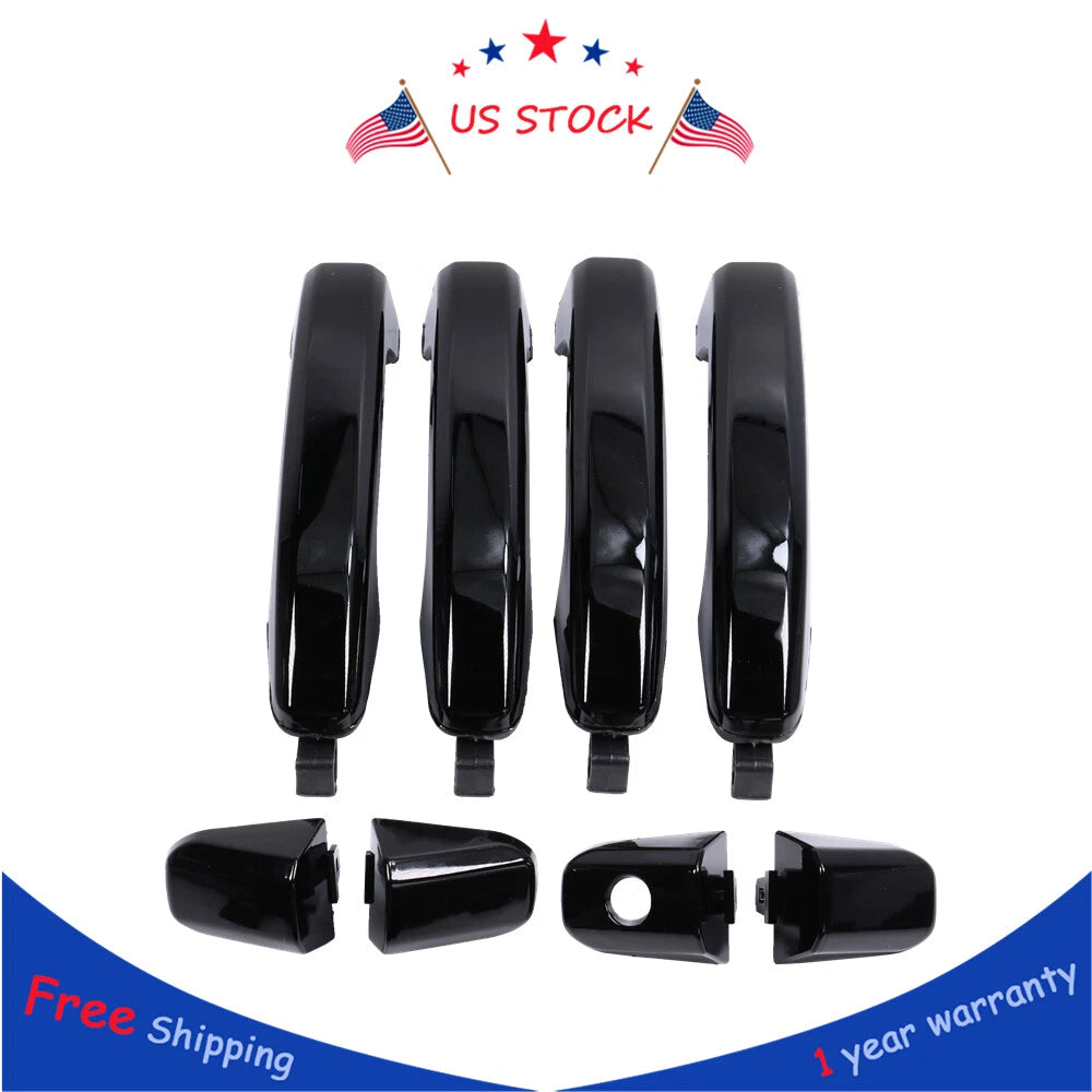 Set of 4 Door Handles for Silverado Sierra (2014–2018) Gloss Black Painted