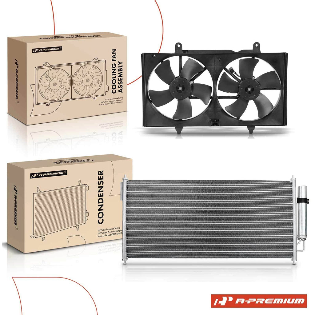 A/C Condenser and Dual Cooling Fan Assembly for Nissan Altima Maxima (2002–2006)