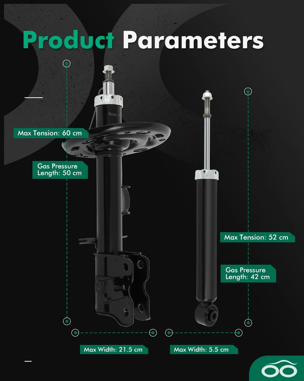 Set of 4 Struts for Infiniti QX60 (2014–2020) & Nissan Pathfinder (2013–2020)