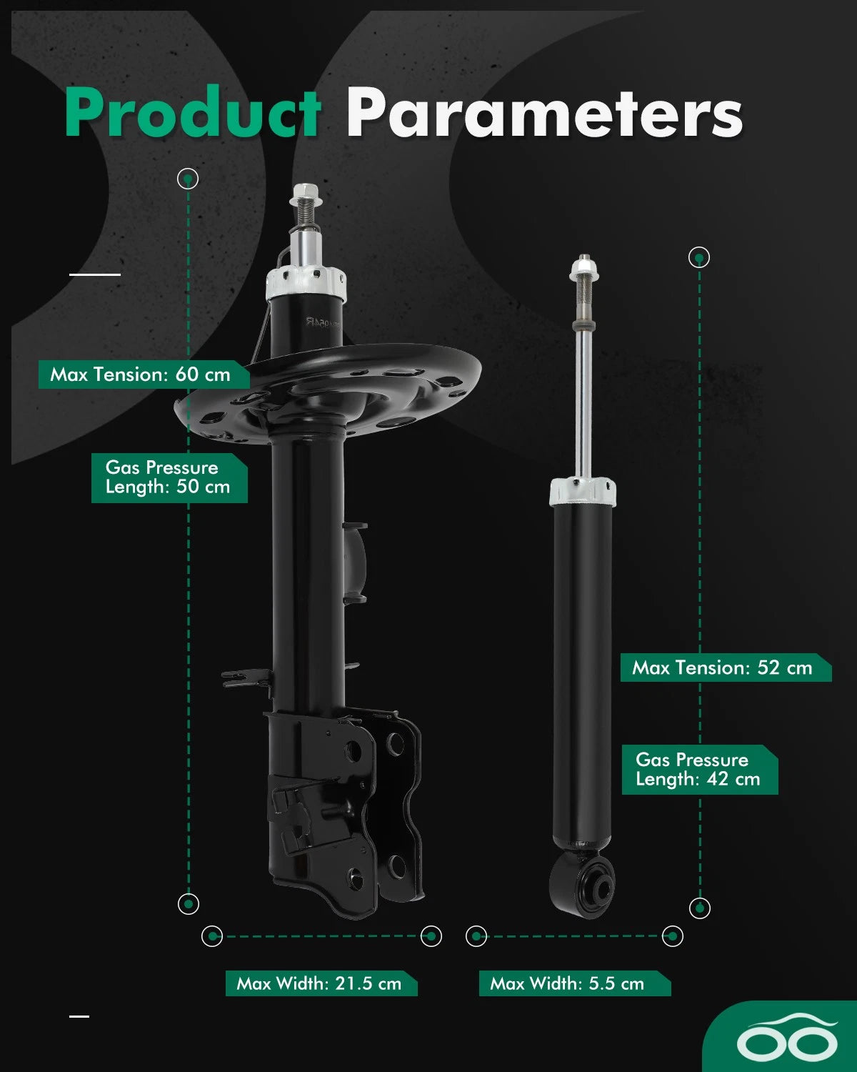 Set of 4 Struts for Infiniti QX60 (2014–2020) & Nissan Pathfinder (2013–2020)