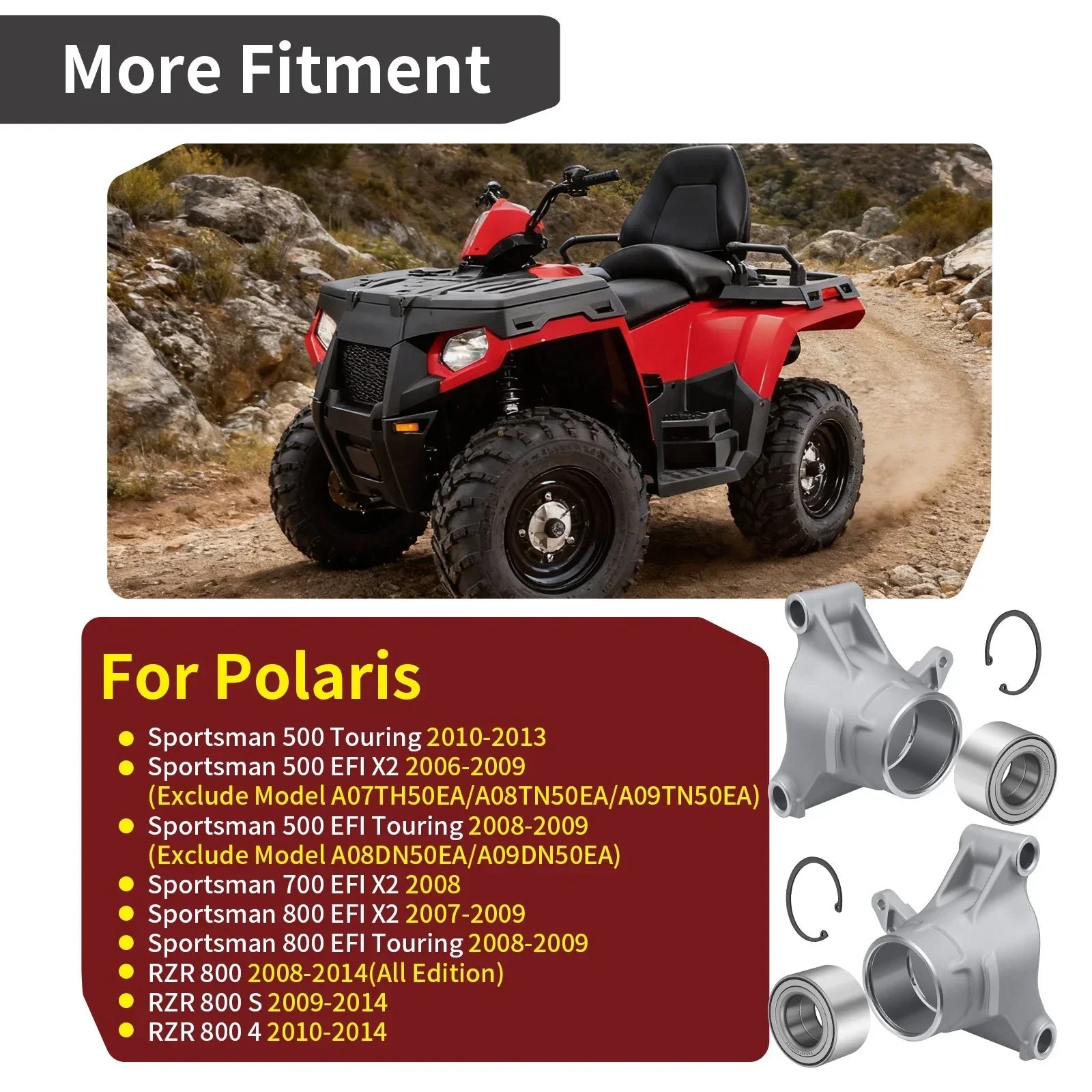 2 x Rear Wheel Carrier w/ Bearings for Polaris Sportsman 500 700 800 (1999–2013)