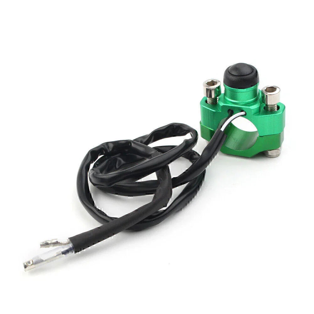 Rotating Bar Clamp Start Stop Kill Switch Button for 7/8" Handlebar Green