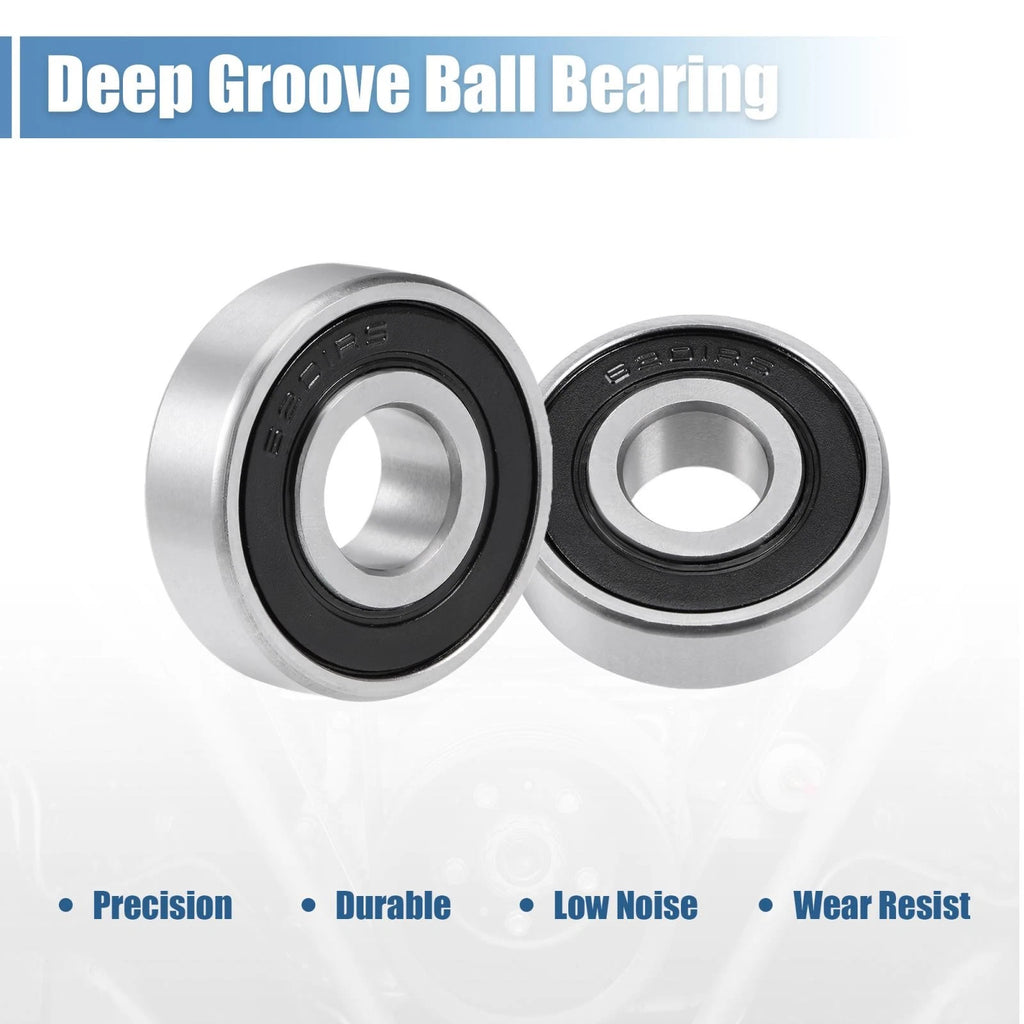 Set of 5 6201-2RS Deep Groove Ball Bearings 12mm x 32mm x 10mm Chrome