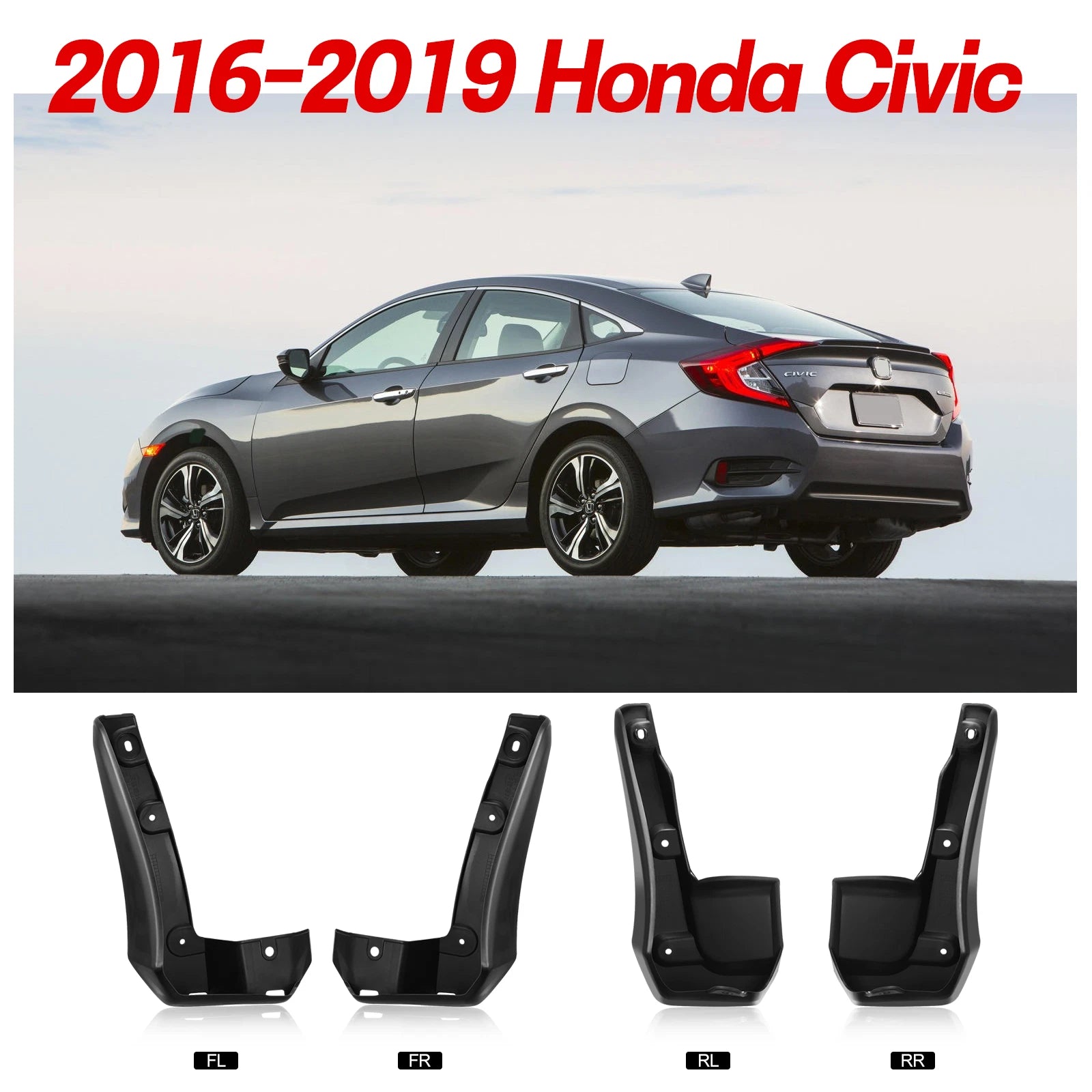 Mud Flaps for Honda Civic Sedan 2016-2019 (4-Piece)