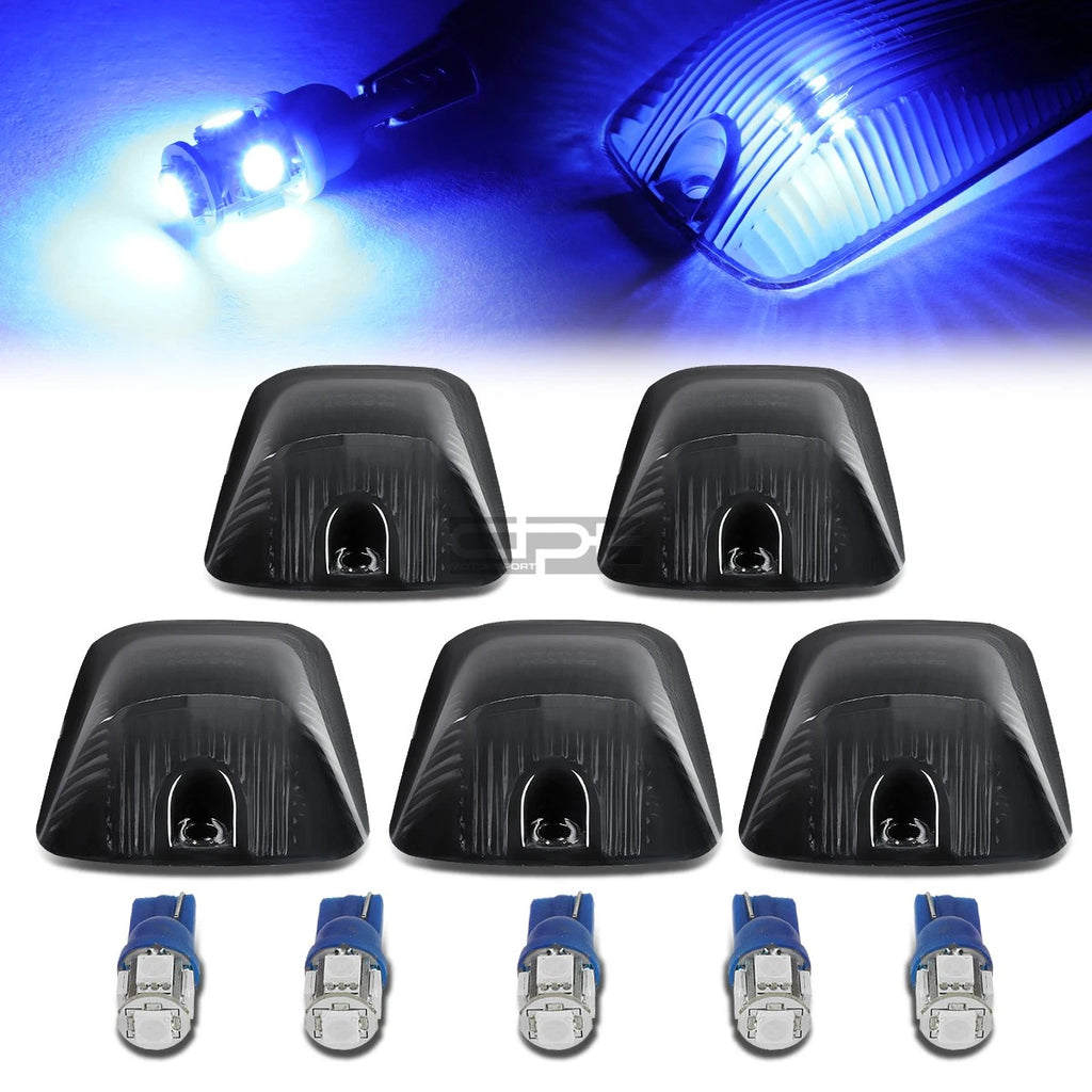5 Pcs Smoked Housing Blue LED Cab Roof Running Light for Chevy GMC C/K (1988–2002)
