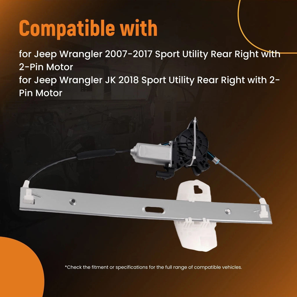 Rear RH Window Regulator Assembly for Jeep Wrangler (2007-2018)