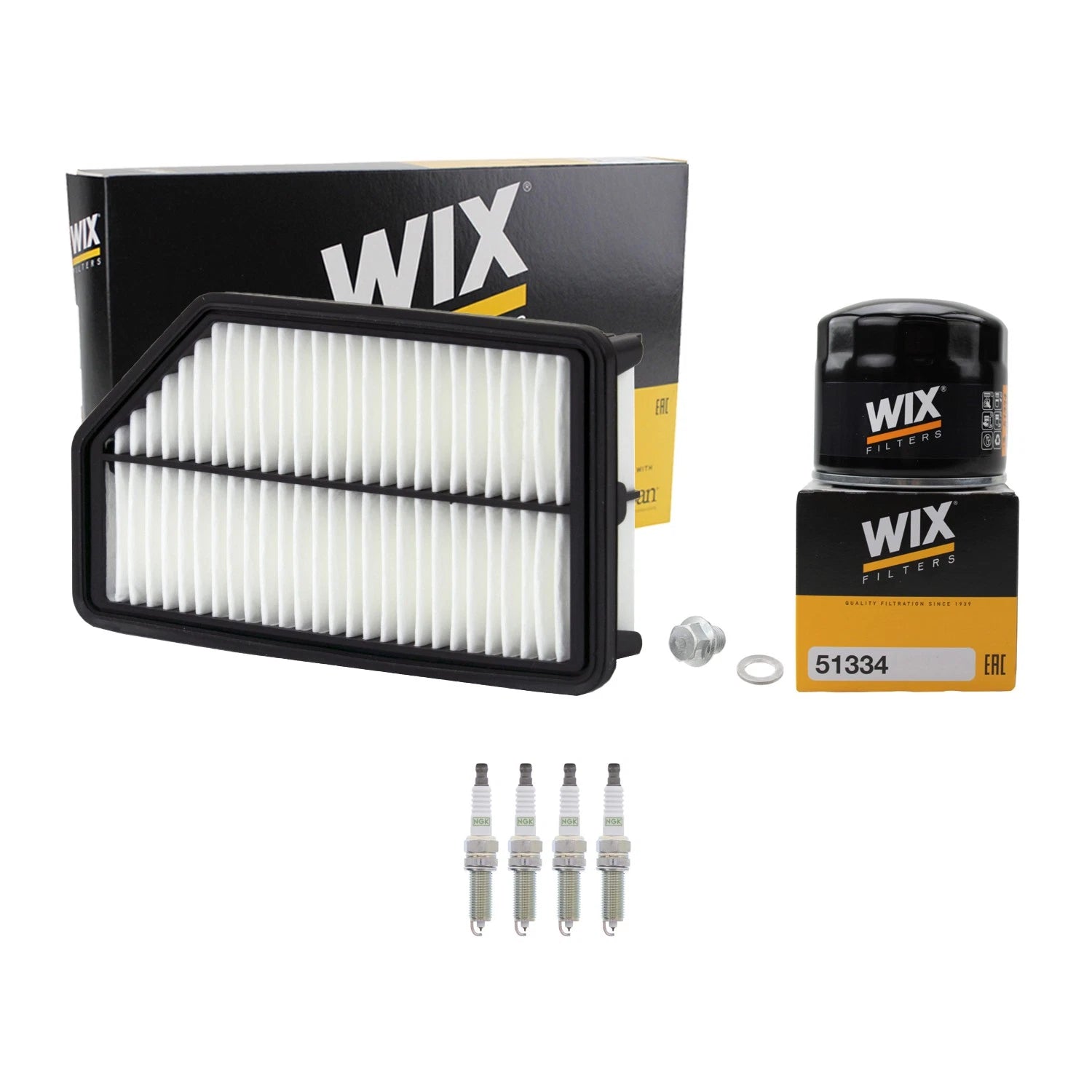 Wix Engine Air Oil Filters & NGK Spark Plugs Kit for Kia Rio 1.6 L4 (2012–2017)