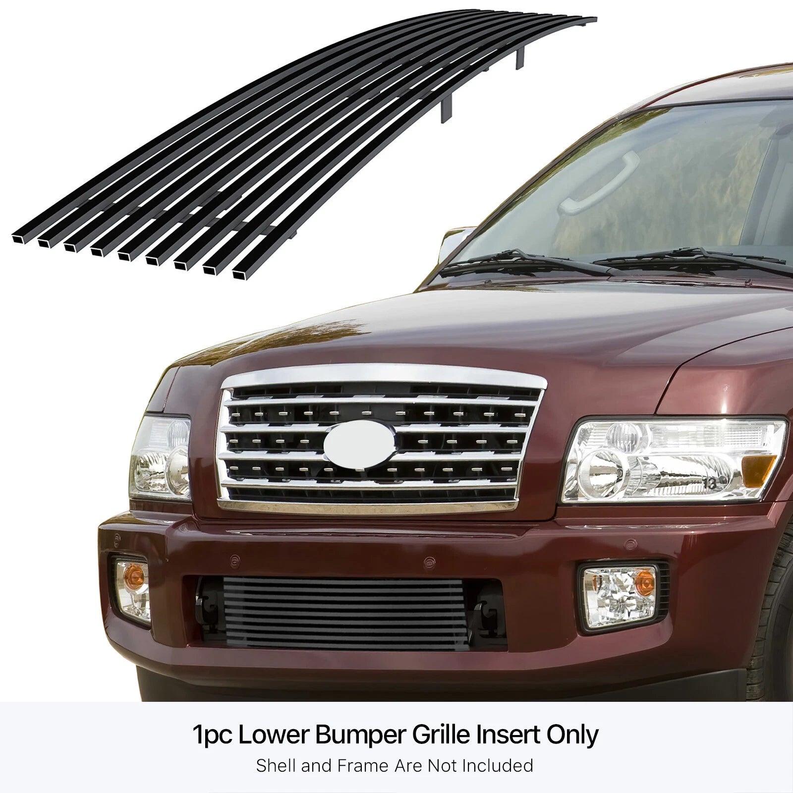 Lower Bumper Grille for Infiniti QX56 (2004-2010) Stainless Black