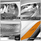 Chrome Amber Driver Left Side Headlight for Mercedes Benz Sprinter 1500 (2019–2024)