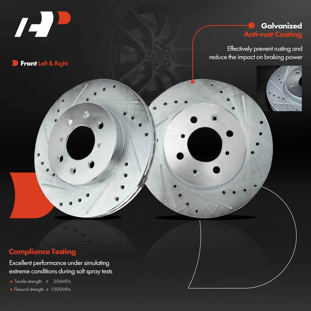 Front Drilled Brake Rotors & Ceramic Pads for Honda Civic (1993–1995)