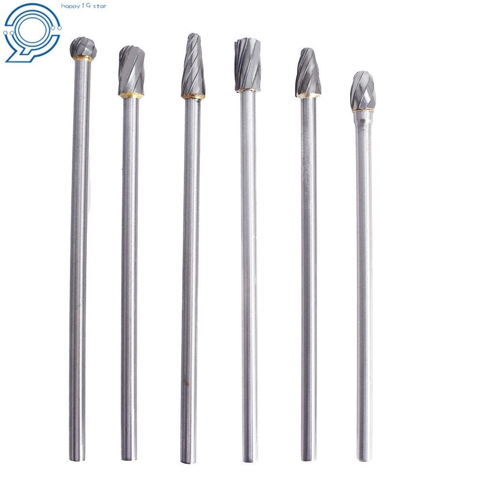 6X Rotary Aluminum 10mm Cut Burrs for Long Reach Carbide Burs 1/4" Shank