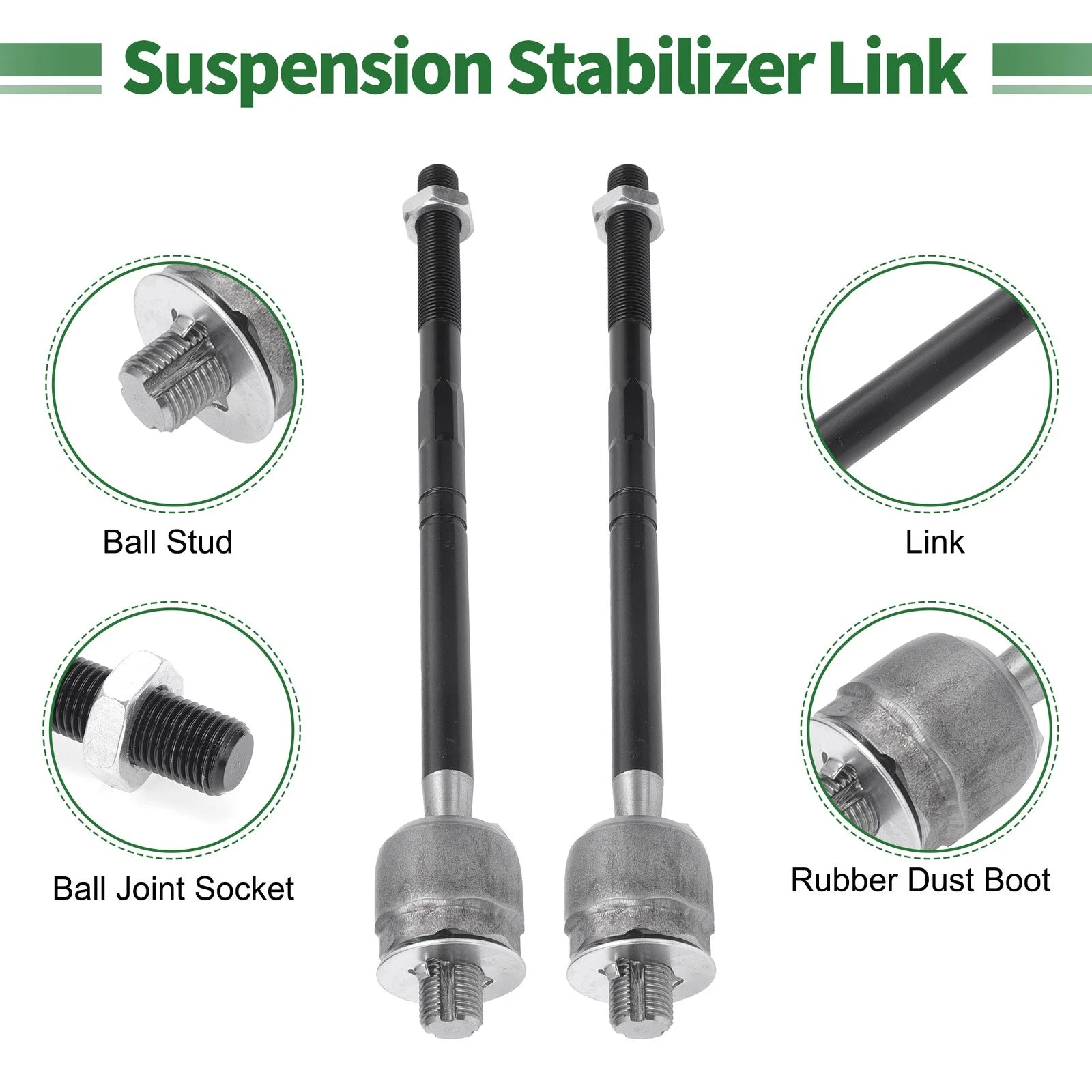 8 Pcs Front Suspension Kit Tie Rod Ends Sway Bar Link for Ford 