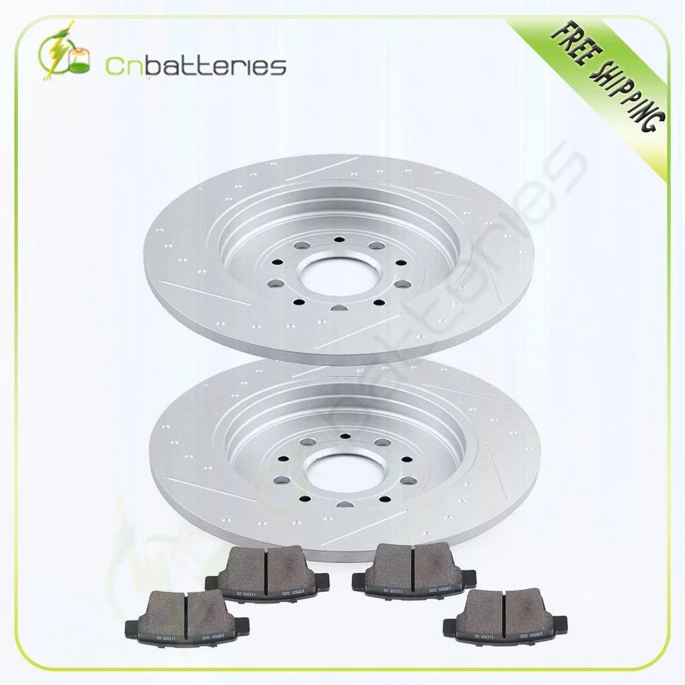 2 Rear Slot Brake Rotors & 4 Metallic Brake Pads for Mercury Montego (2005–2007)