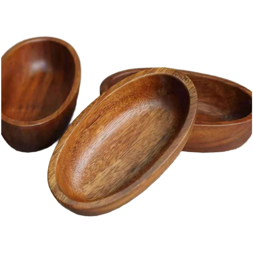 Japanese Walnut Wood Mini Boat Salad Bowl for Dining Table