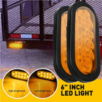 2X 6" Oval Amber LED Turn/Tail Lights for Trailer Truck (Made in USA)