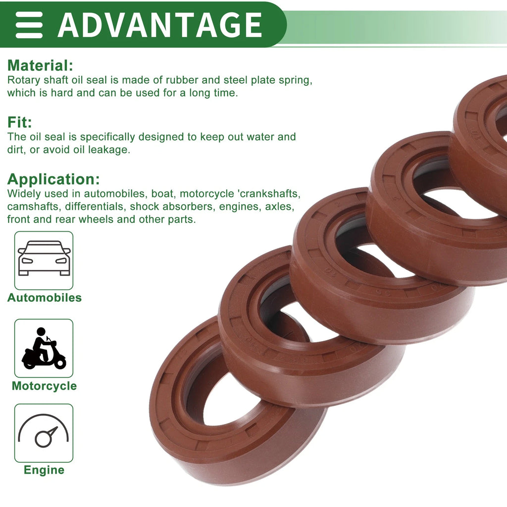 Set of 5 Oil Seal Rotary Shaft Seal FKM Rubber 20x35x10mm