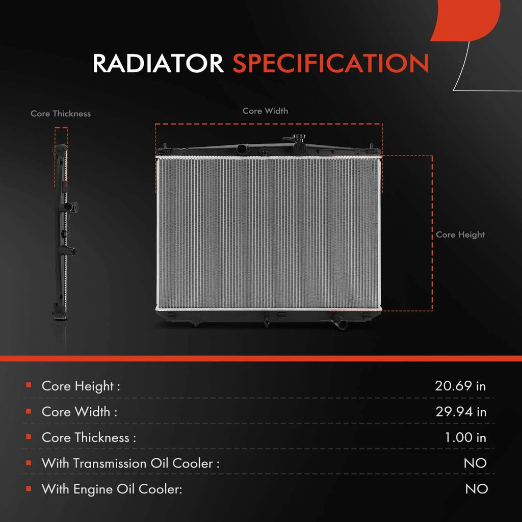 Aluminum Main Radiator for Toyota Highlander (2017–2019 V6 3.5L)