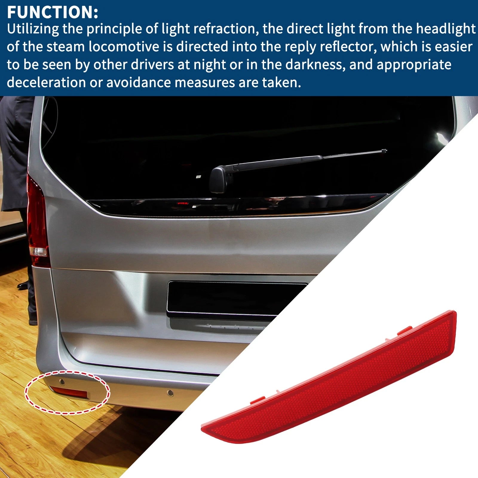 Bumper Reflector No.4478260040 for Mercedes-Benz Metris (2016–2023) Rear Left