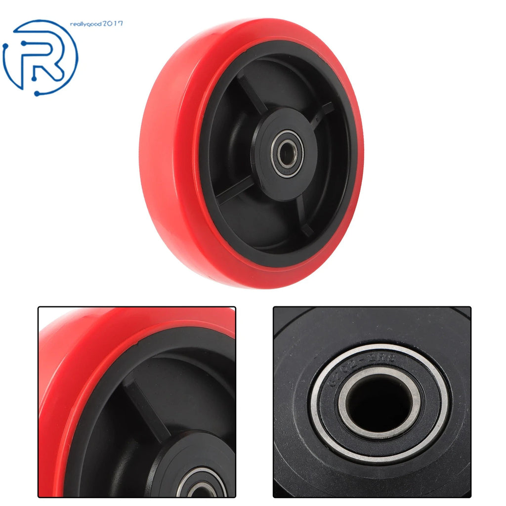 Set of 4 Heavy Duty Polyurethane Caster Wheels 8 Inch 1/2" Bore Axle