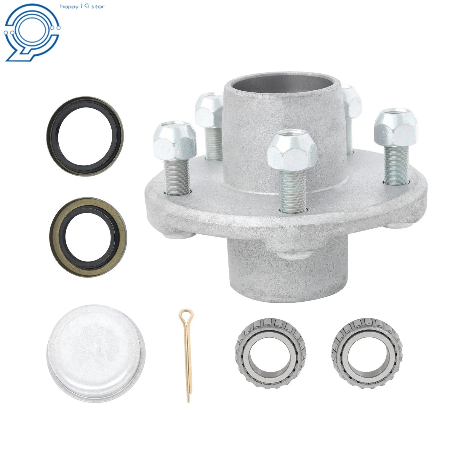 Trailer Hub Kit with Bearings for 2000 lbs Spindle (5 on 4.5)