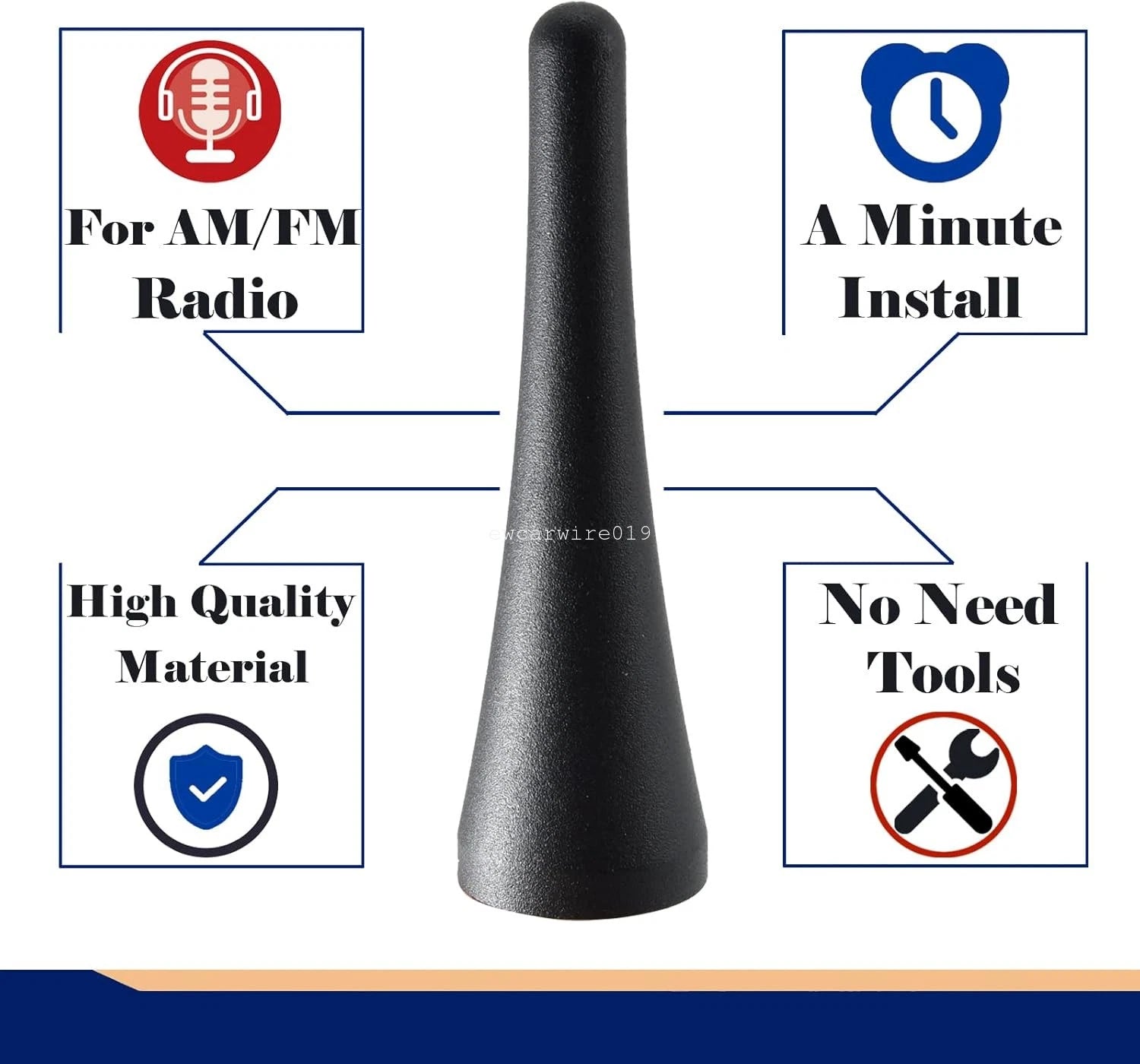 3.8" AM/FM Radio Short Aluminum Antenna Mast for Ford Transit (2013–2022)