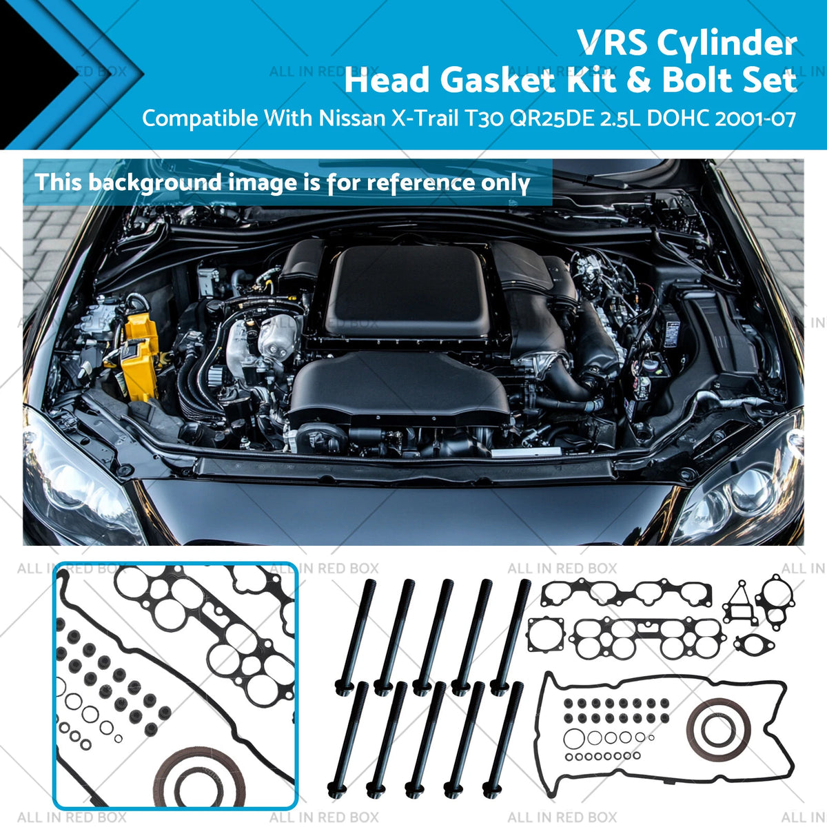 VRS Head Gasket Kit & Bolt Set for Nissan Xtrail T30 2.5 QR25DE (2001–2007)