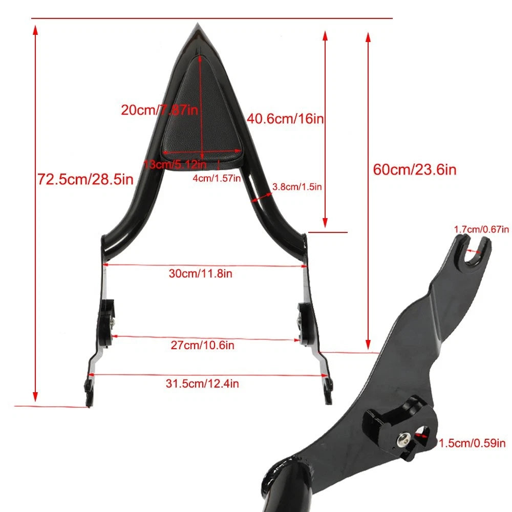 Tall Backrest Pad Sissy Bar for Harley Road King Electra Glide (2009â2021)
