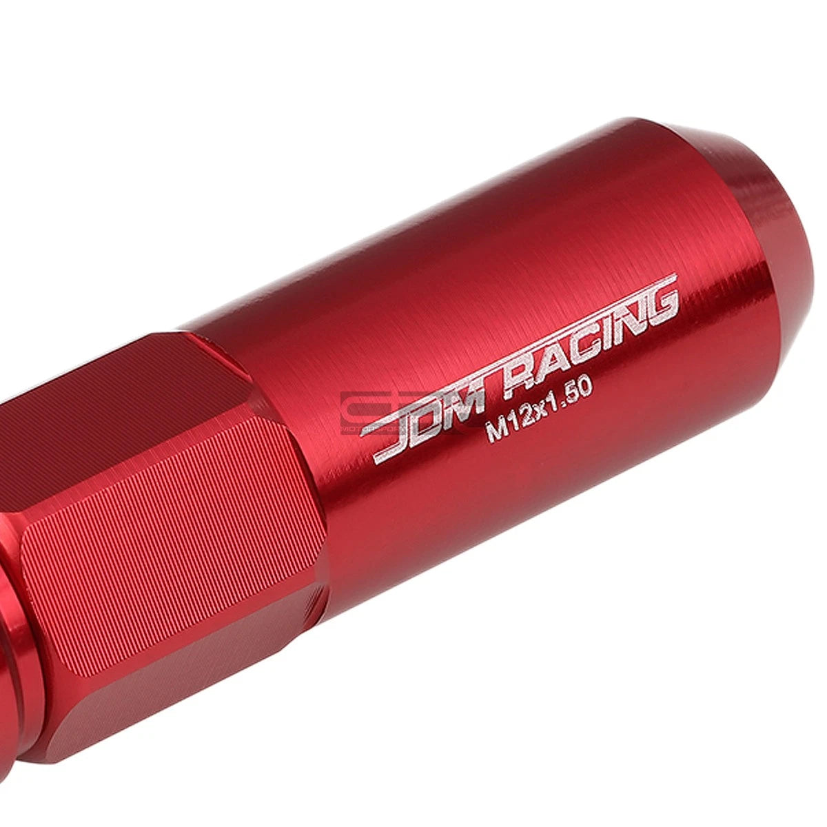 20x M12x1.5 107mm Tall 20mm OD Red Aluminum Spiked Lug Nuts + Adapter