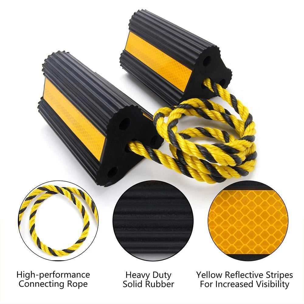 Set of 4 Wheel Chocks with Rope for RV Trailer Camper Truck