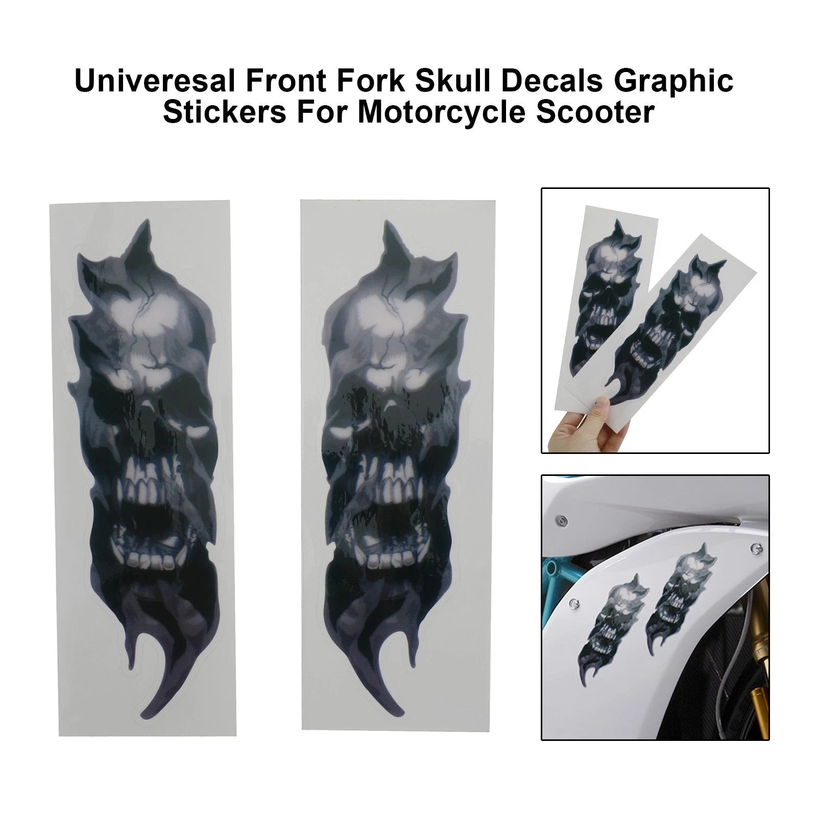 Front Fork Skull Decals for Motorcycle Scooter (Universal)