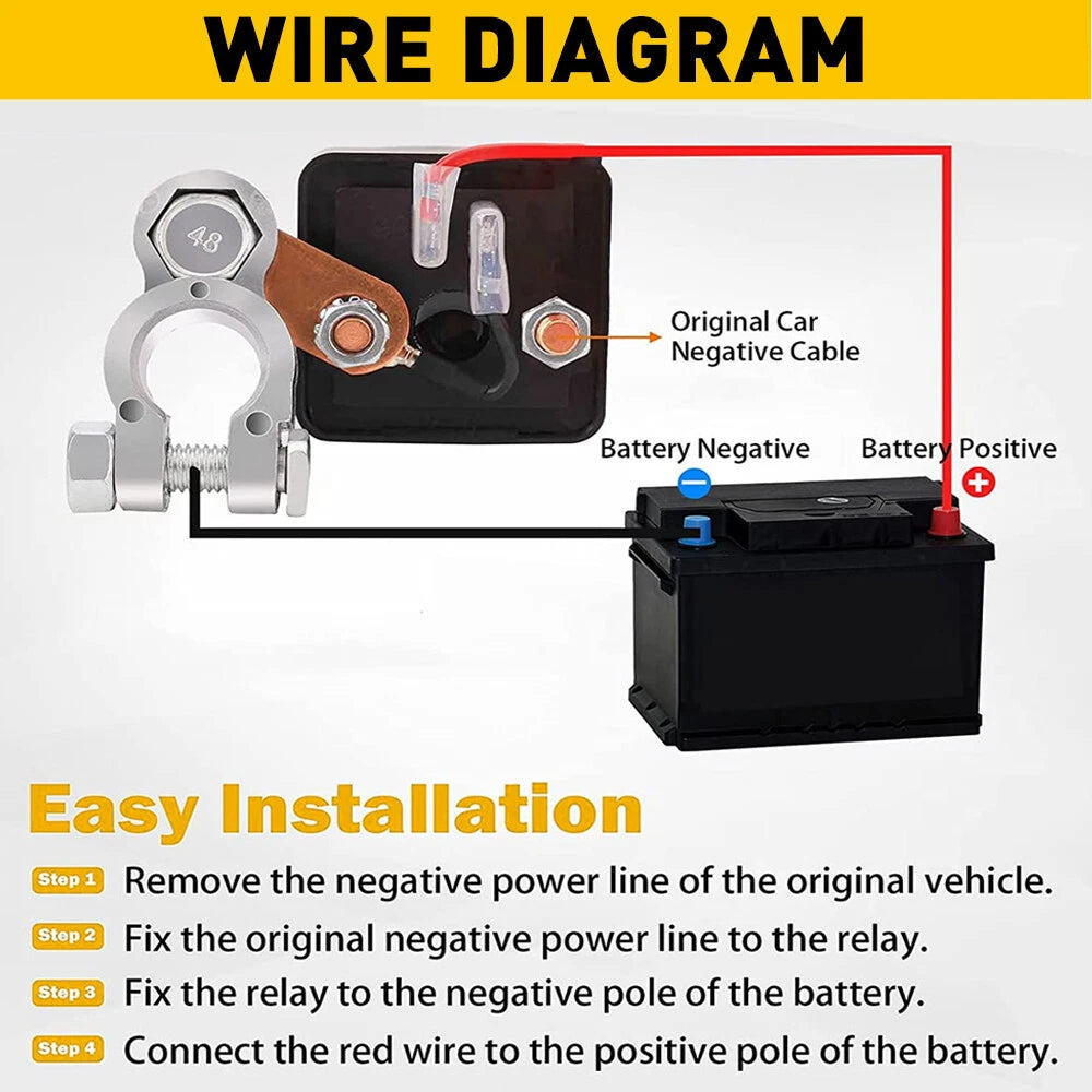 Car Battery Disconnect Switch for Universal Vehicles (Wireless Remote Control)
