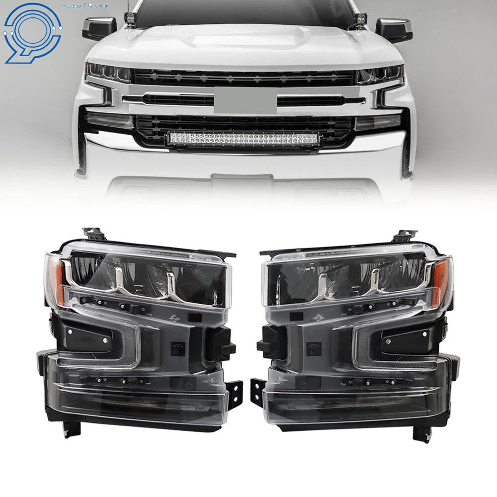 LED Headlights for Chevy Silverado 1500 (2019–2021) Chrome LH+RH