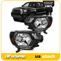 2X Headlight Assembly for Toyota Tacoma (2012–2015) Black Amber