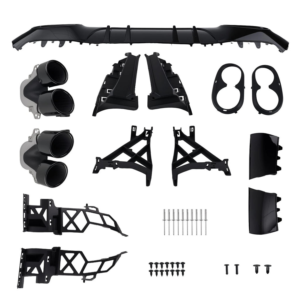 A45 Look Rear Bumper Diffuser with Tailpipes for Benz A-Class W177 (2018–2022)