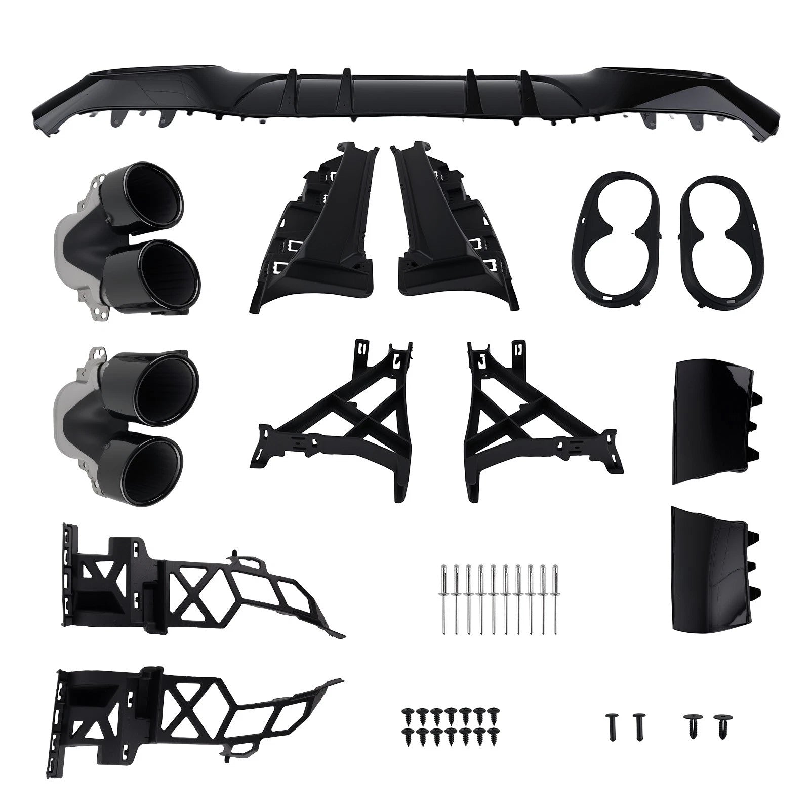 A45 Look Rear Bumper Diffuser with Tailpipes for Benz A-Class W177 (2018–2022)