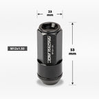 Set of 20 M12X1.5 Black JDM Cone Seat Hex Wheel Lug Nuts with Cap & Extension