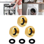 Set of 3 Brass Pipe Caps for Hexagonal Threaded Fittings with Rubber Gasket