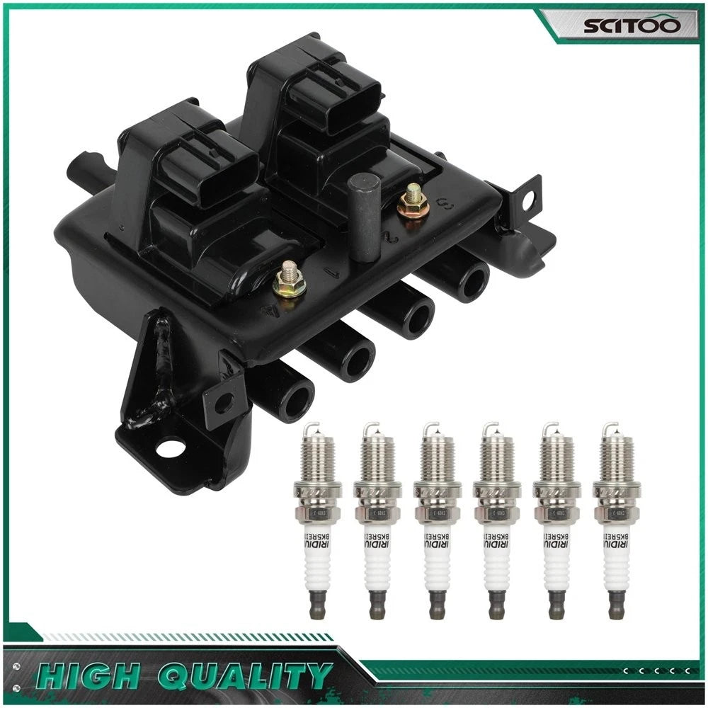 Ignition Coil & 6 Spark Plugs for Mazda Miata 1.8L (1999–2000)