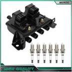 Ignition Coil & 6 Spark Plugs for Mazda Miata 1.8L (1999–2000)