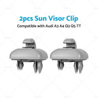 2X Sun Visor Clip Holder Hook for Audi A3 A4 Q3 Q5 TT (2010–2020) Grey