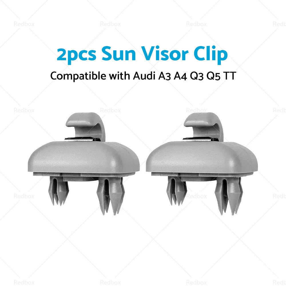 2X Sun Visor Clip Holder Hook for Audi A3 A4 Q3 Q5 TT (2010–2020) Grey