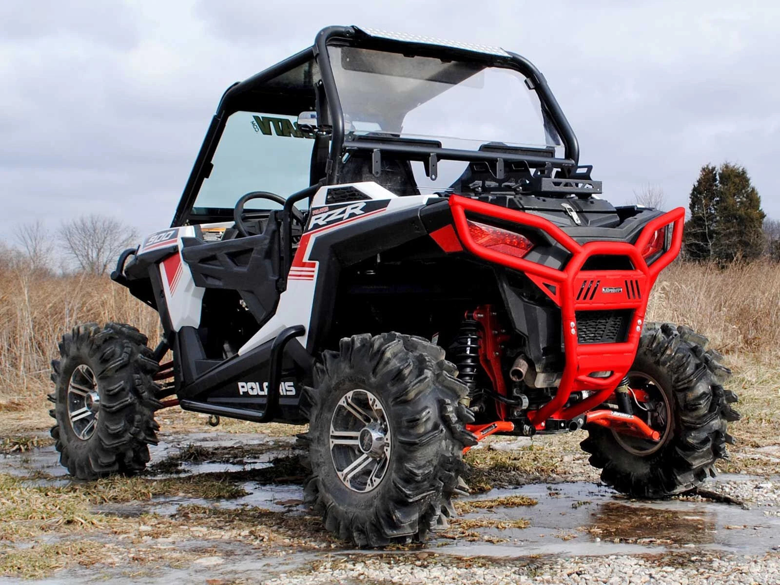 Heavy Duty Rear Bumper for Polaris RZR S 1000 (2016–2020) - Red
