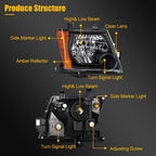 2X Black Headlight Assembly for Nissan Xterra (2005–2015)