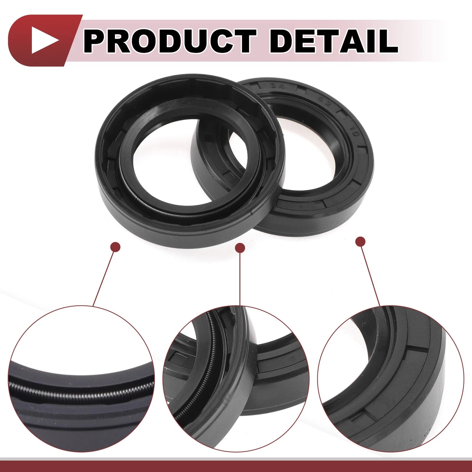 Set of 5 Rotary Shaft Oil Seals 34x52x10mm Nitrile Rubber 672668828663