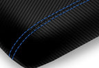 Console Lid Armrest Cover for Ford Expedition (2003–2006) Carbon Fiber Blue Stitch