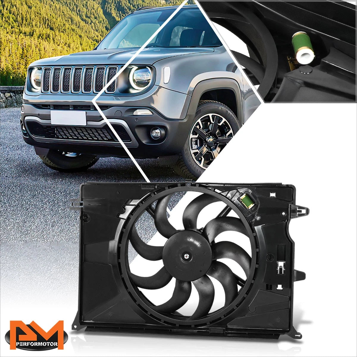 OE Style Radiator Cooling Fan Assembly for Jeep Renegade/Fiat 500X (2015–2018)