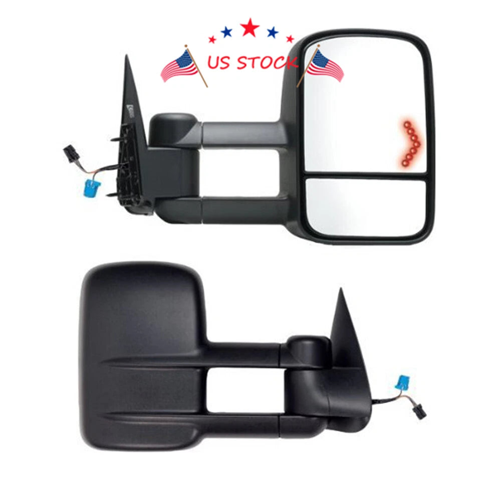 Power Heated LED Tow Mirrors for Chevy Silverado 1500/2500/HD/3500 (2003–2006)