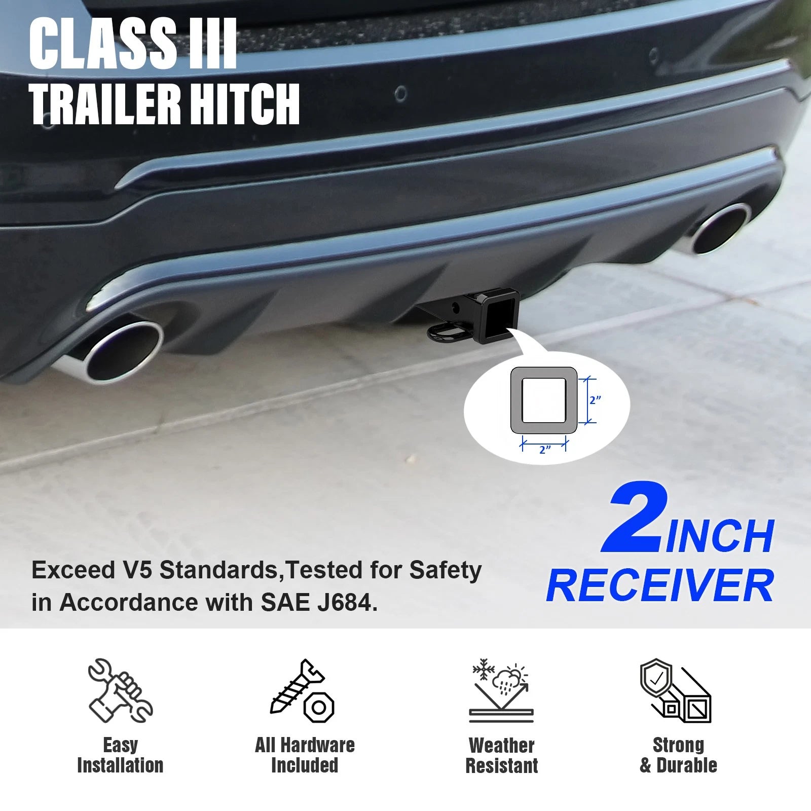 Towing Hitch Receiver Class 3 for Ford Edge Lincoln MKX (2007-2015)