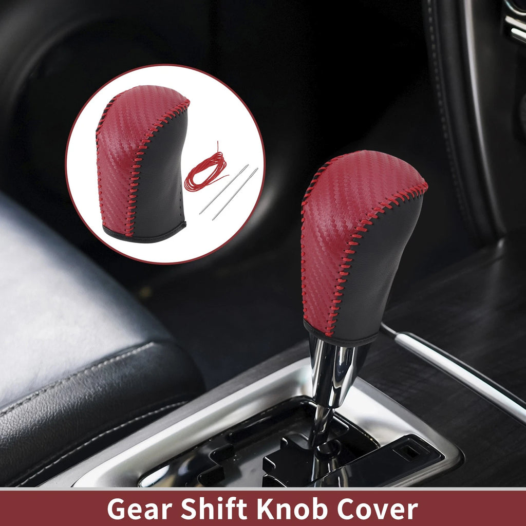1Pc Gear Shift Knob Cover for Subaru Forester (2006–2012) Red Faux Leather